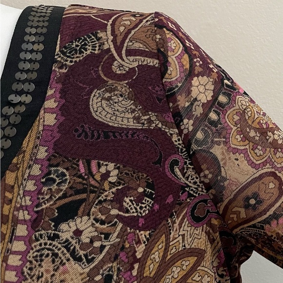 Vintage Access Paisley Long Sleeve Top Whimsigoth Casual Fall Grunge Fairy - Picture 3 of 8